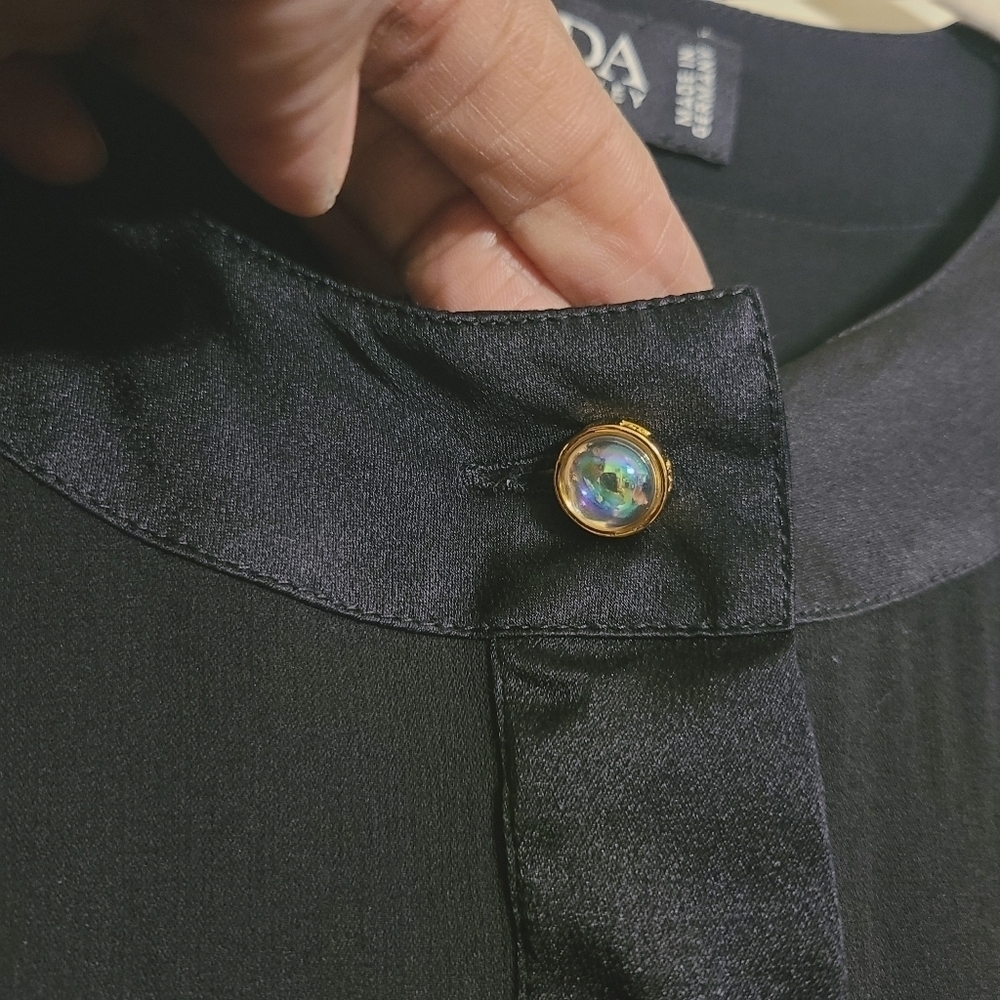 Escada | Women's Black Button Down Silk Shirt (Italian Size 42; US Medium) - Picture 7 of 16
